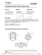 DG200ACJ datasheet pdf TEMIC