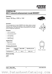 ZXMP6A18KTC datasheet pdf Diodes