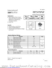 IRF7475PBF datasheet pdf International Rectifier