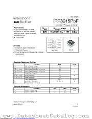 IRF8915PBF datasheet pdf International Rectifier