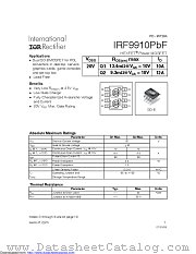 IRF9910PBF datasheet pdf International Rectifier