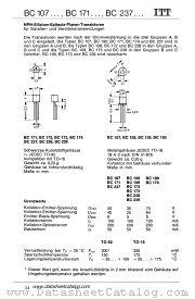 BC109A datasheet pdf ITT Semiconductors