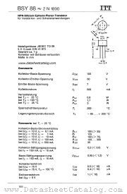 BSY88 datasheet pdf ITT Semiconductors