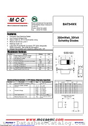 BAT54WX datasheet pdf Micro Commercial Components
