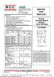 MBR10100 datasheet pdf Micro Commercial Components