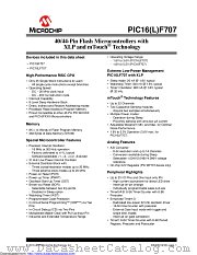 PIC16LF707T-I/ML datasheet pdf Microchip