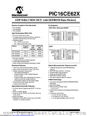 PIC16CE625T-20E/SSVAO datasheet pdf Microchip