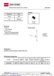 2SA1036KT146 datasheet pdf ROHM