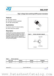 BUL416T datasheet pdf ST Microelectronics