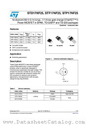 STF17NF25 datasheet pdf ST Microelectronics