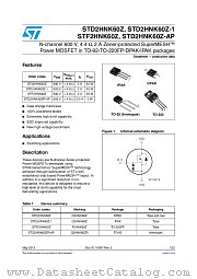 STD2HNK60Z datasheet pdf ST Microelectronics