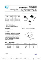 STD2NK100Z datasheet pdf ST Microelectronics
