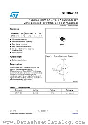 STD3N40K3 datasheet pdf ST Microelectronics