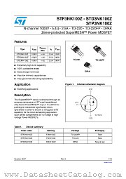 STD3NK100Z datasheet pdf ST Microelectronics