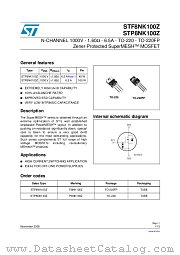 STF8NK100Z datasheet pdf ST Microelectronics