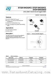 STGP19NC60KD datasheet pdf ST Microelectronics