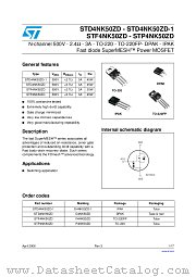 STP4NK50ZD datasheet pdf ST Microelectronics
