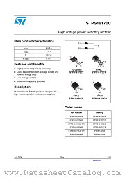STPS16170CB-TR datasheet pdf ST Microelectronics