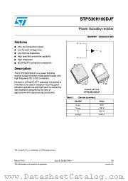 STPS30H100DJF datasheet pdf ST Microelectronics