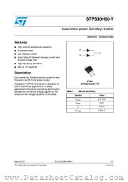 STPS30H60CGY-TR datasheet pdf ST Microelectronics