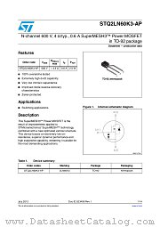 STQ2LN60K3-AP datasheet pdf ST Microelectronics