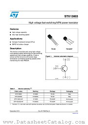 STX13003-AP datasheet pdf ST Microelectronics