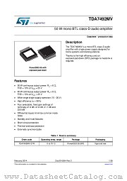 TDA7492MV13TR datasheet pdf ST Microelectronics