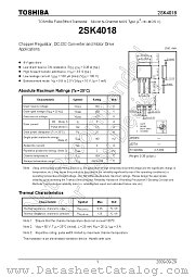 2SK4018 datasheet pdf TOSHIBA