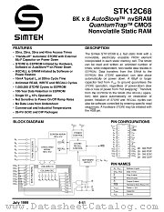 STK12C68-W25I datasheet pdf SIMTEK