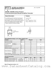 AOD405L datasheet pdf Alpha & Omega Semiconductor