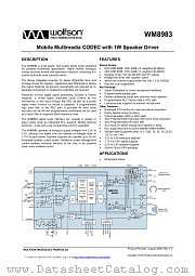 WM8983 datasheet pdf Wolfson