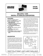 DAC80Z-CBI-V datasheet pdf Burr Brown