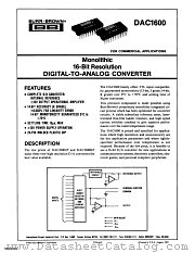 DAC1600 datasheet pdf Burr Brown