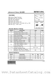 IRFRU130A datasheet pdf Fairchild Semiconductor