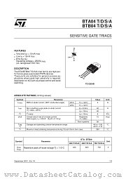 BTB04-600D datasheet pdf ST Microelectronics