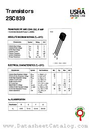 2SC839 datasheet pdf USHA India LTD