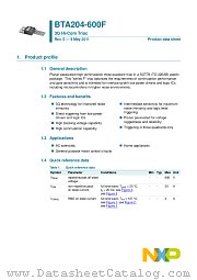 BTA204-600F datasheet pdf NXP Semiconductors