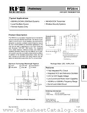 RF2514 datasheet pdf RF Micro Devices