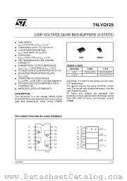 74LVQ125TTR datasheet pdf SGS Thomson Microelectronics