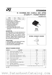 STD30NE06 datasheet pdf SGS Thomson Microelectronics