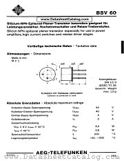 BSV60 datasheet pdf AEG-TELEFUNKEN