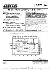 CSZ5116 datasheet pdf Crystal Semiconductor Corporation