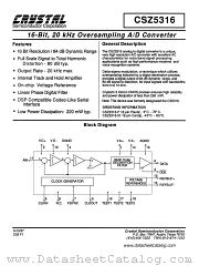 CSZ5316 datasheet pdf Crystal Semiconductor Corporation