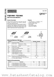 FQB1N60 datasheet pdf Fairchild Semiconductor