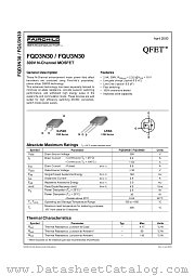 FQU3N30 datasheet pdf Fairchild Semiconductor