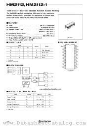 HM2112-1 datasheet pdf Hitachi Semiconductor