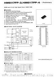 HM6117FP-3 datasheet pdf Hitachi Semiconductor