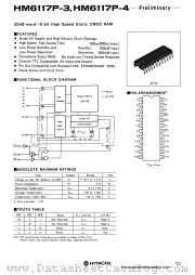 HM6117P-4 datasheet pdf Hitachi Semiconductor