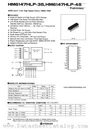 HM6147HLP-45 datasheet pdf Hitachi Semiconductor