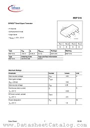 BSP316 datasheet pdf Infineon